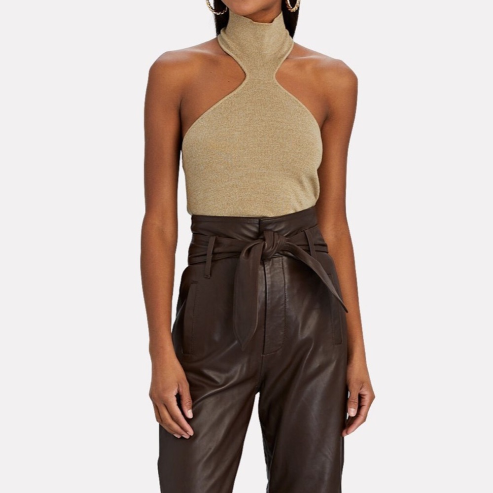 Nanushka Gold Halter Neck Tank Top